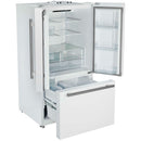 Forno Rivello 36-Inch French Door 27.4 Cu. Ft. Refrigerator with Internal Water Dispenser in White with Antique Brass Handles (FFFFD1783-36WHT)