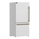 Forno Milano Espresso Package - 62-Inch, 34.4 cu. ft. Refrigerators with Bottom Freezers in White with Antique Brass Handle (FFFFD1787-60WHT)