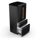 Forno Luigi 33-Inch 18 cu.ft. French Door Refrigerator in Black with Antique Brass Handles (FFFFD1791-33BLK)