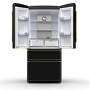 Forno Luigi 33-Inch 18 cu.ft. French Door Refrigerator in Black with Antique Brass Handles (FFFFD1791-33BLK)