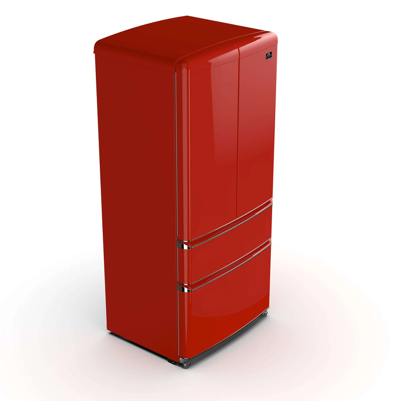 Forno Luigi 33-Inch 18 cu.ft. French Door Refrigerator in Red with Antique Brass Handles (FFFFD1791-33RED)