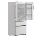 Forno Luigi 33-Inch 18 cu.ft. French Door Refrigerator in White with Antique Brass Handles (FFFFD1791-33WHT)