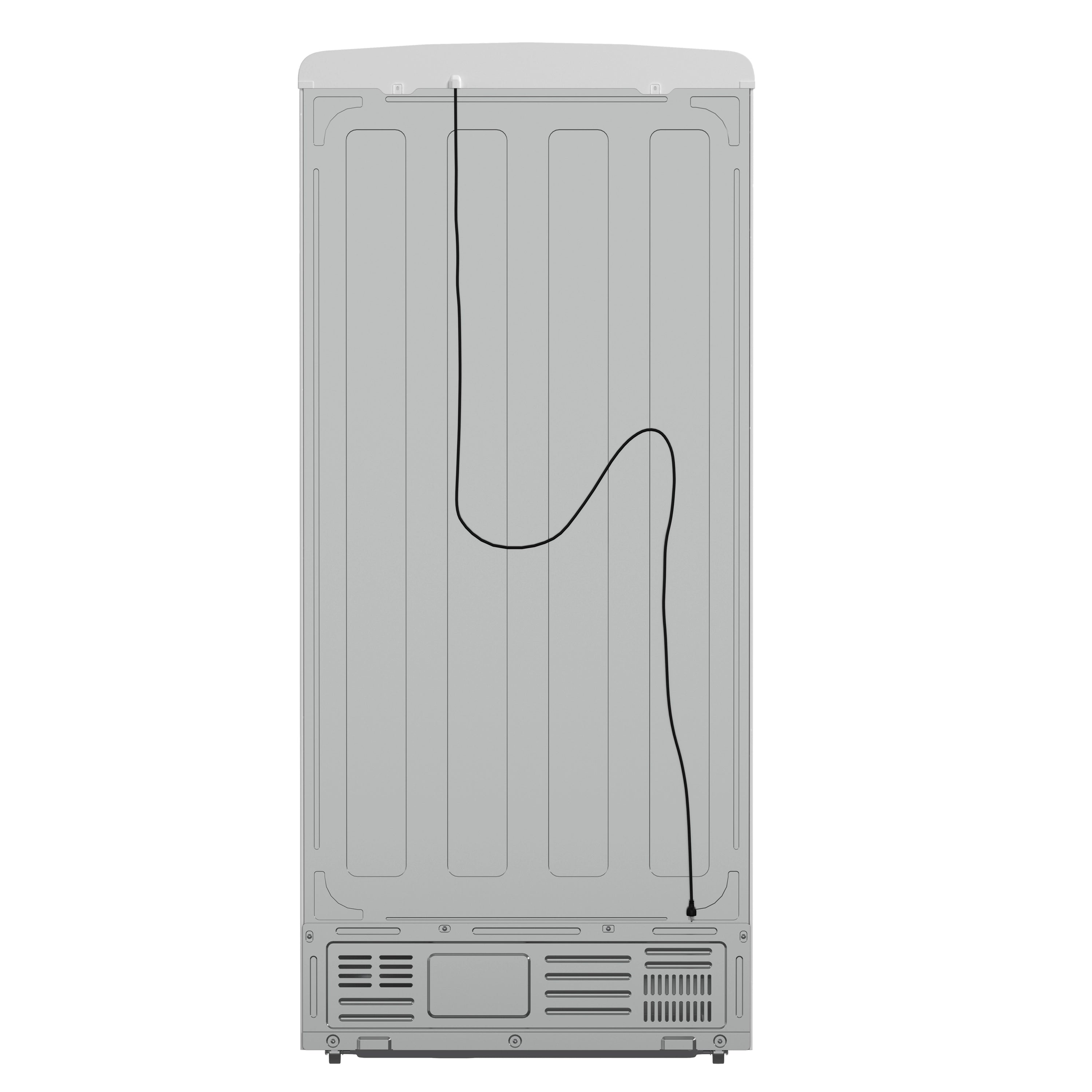 White French-door refrigerator front with bottom vents and vertical door panels