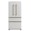 Forno Luigi 33-Inch 18 cu.ft. French Door Refrigerator in White with Antique Brass Handles (FFFFD1791-33WHT)