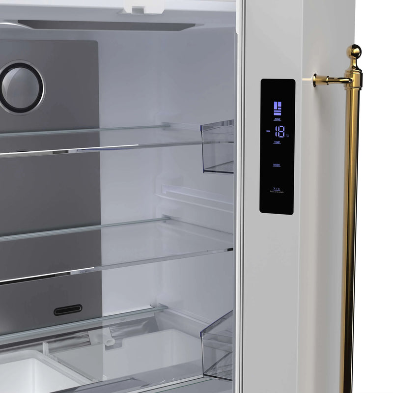 Forno Luigi 33-Inch 18 cu.ft. French Door Refrigerator in White with Antique Brass Handles (FFFFD1791-33WHT)