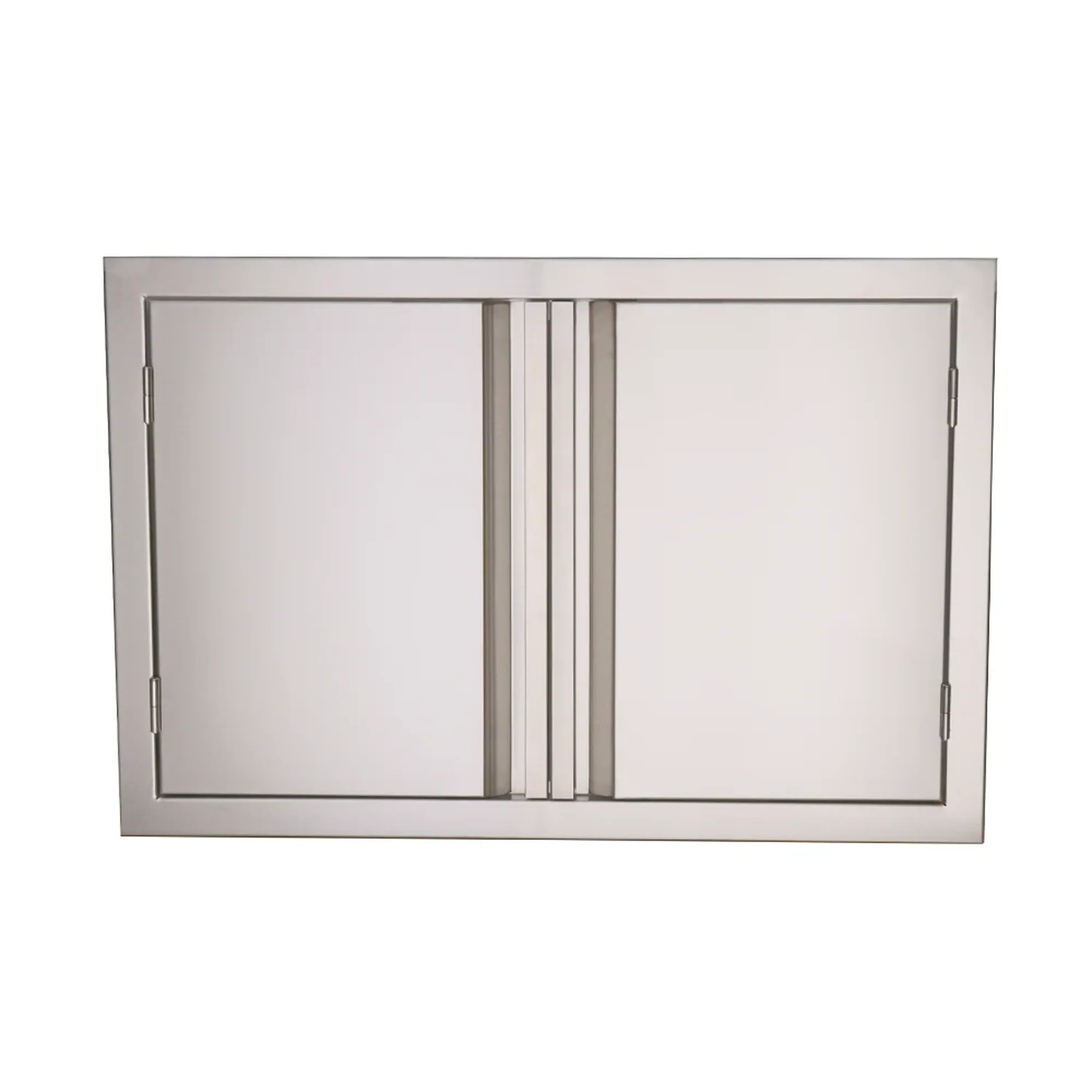 33-inch double door panel with two hinged doors, vertical center seam, silver finish