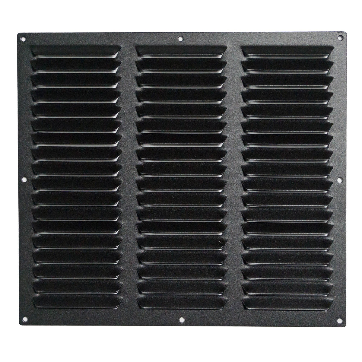 Black vent grille panel with three rows of louvers for air outlet