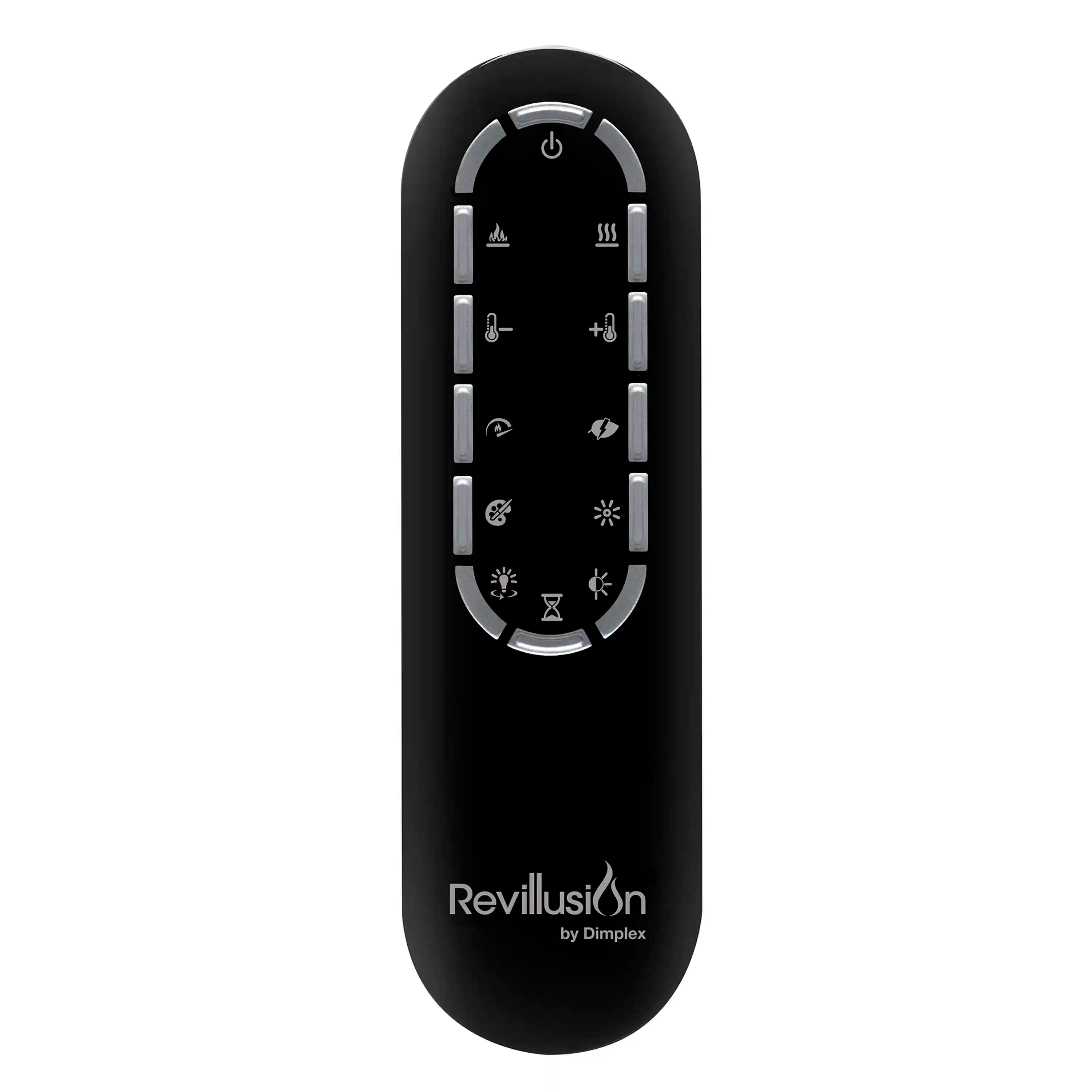 Handheld remote control for electric fireplace insert with button icons