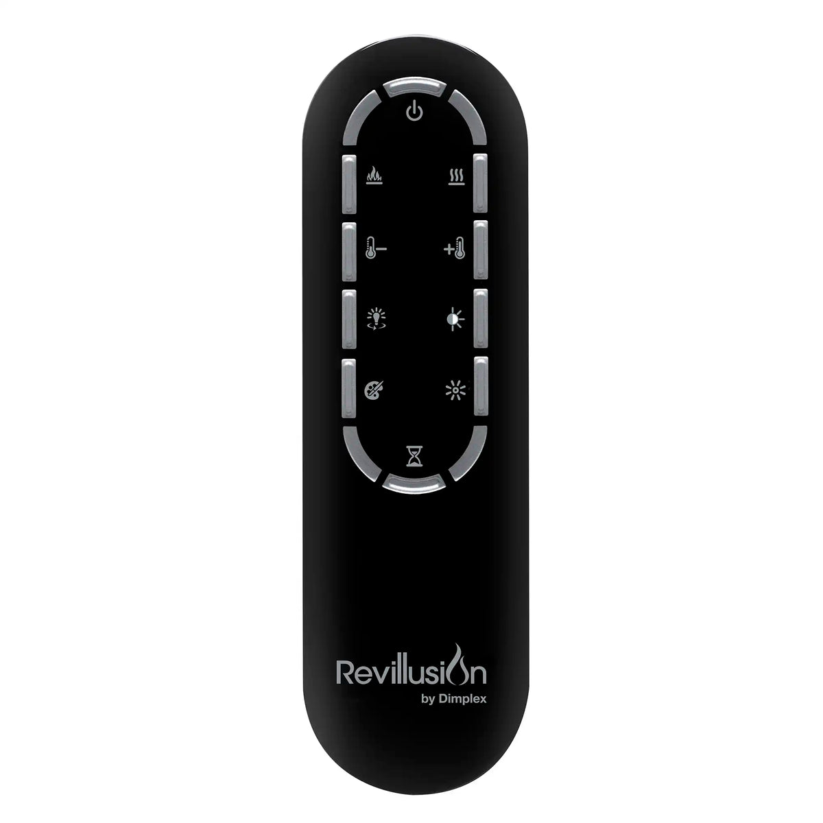 Black Revillusion remote control with buttons for electric firebox