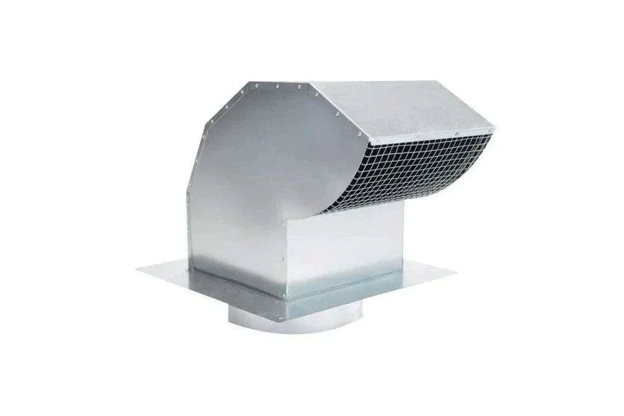 Galvanized steel 8-inch duct roof cap with louvered mesh intake, gray finish