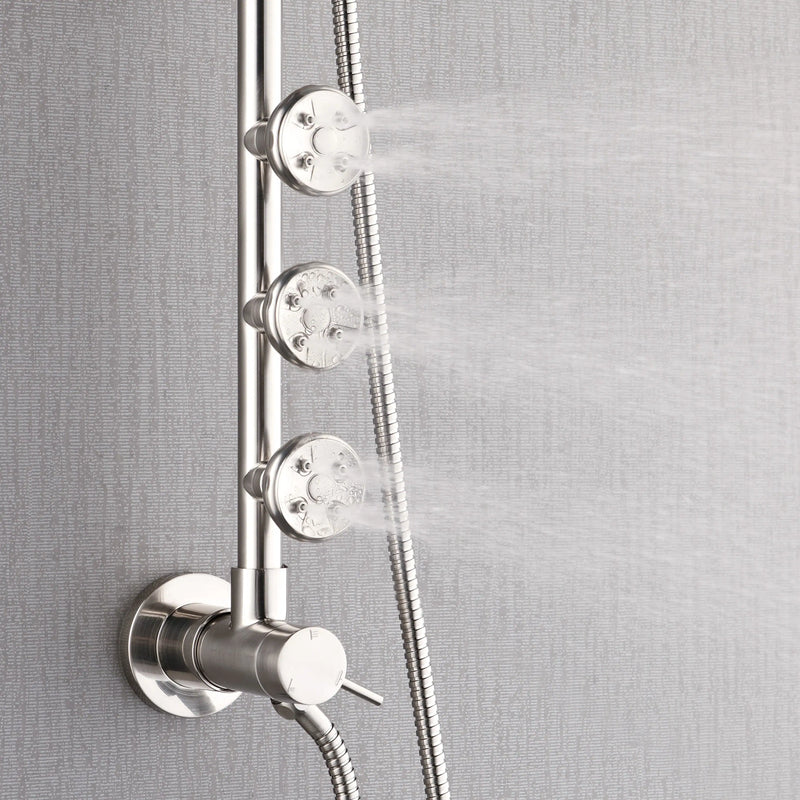 Forno Acqua Spa Retrofit 9-Inch Overhead Rainfall Shower with 2.5 GPM Flow Rate, Handheld, Body Jets, 6 Way Diverter in Brushed Nickel (SC31BN-C2)