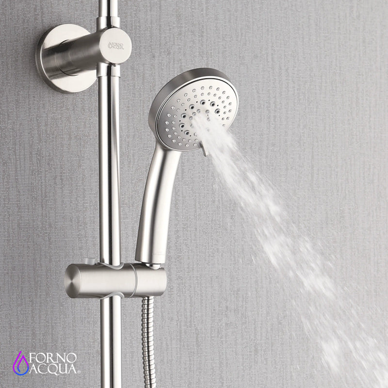 Forno Acqua Spa Retrofit 9-Inch Overhead Rainfall Shower with 2.5 GPM Flow Rate, Handheld, Body Jets, 6 Way Diverter in Brushed Nickel (SC31BN-C2)