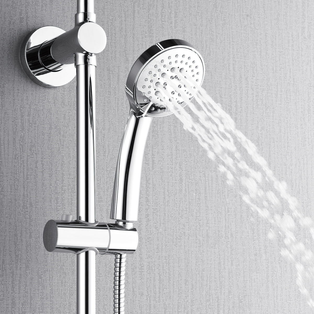 Polished stainless steel handheld shower head with spray and wall mount