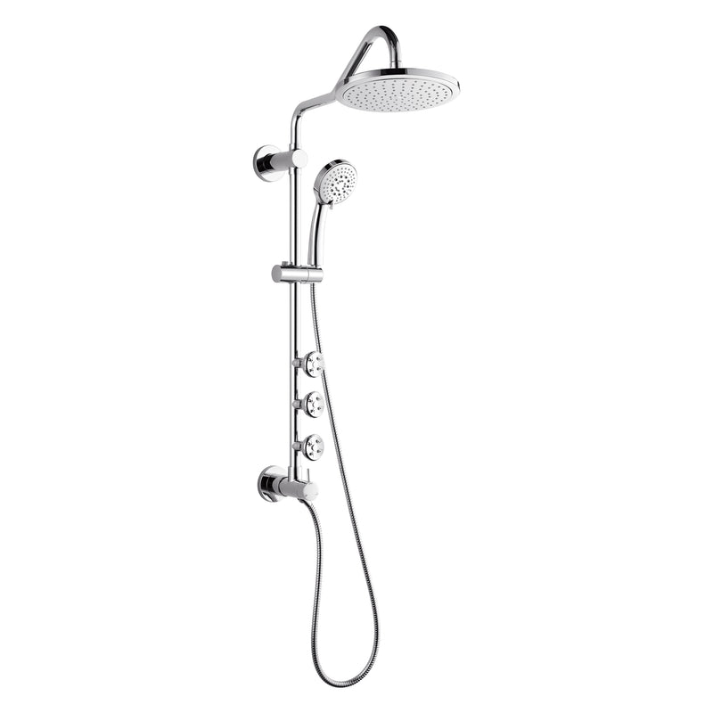 Forno AcquaSPA Retrofit 9-Inch Overhead Rainfall Shower with 1.8 GPM Flow Rate, Handheld, Body Jets, 6 Way Diverter in Polished Stainless Steel (SC31CP-C8)