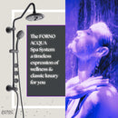 Forno Acqua Spa Retrofit 8-Inch Overahead Rainfall Shower with 1.8 GPM Flow Rate, Handheld, Body Jets, 6 Way Diverter in Matte Black (SC32BK-C8)