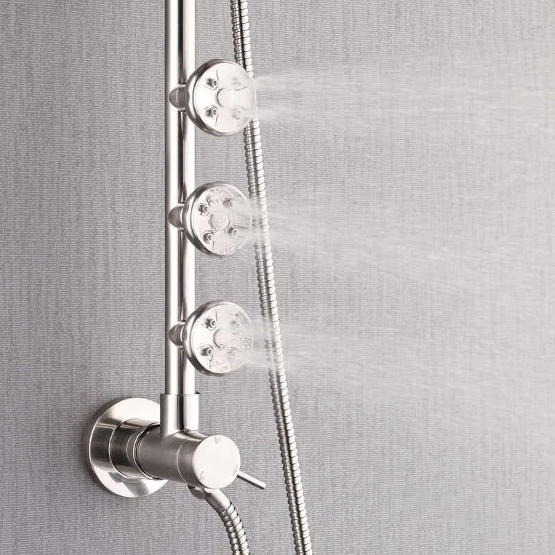 Forno Acqua Spa Retrofit 8-Inch Overhead Rainfall Shower with 1.8 GPM Flow Rate, Handheld, Body Jets, 6 Way Diverter in Brushed Nickel (SC32BN-C8)