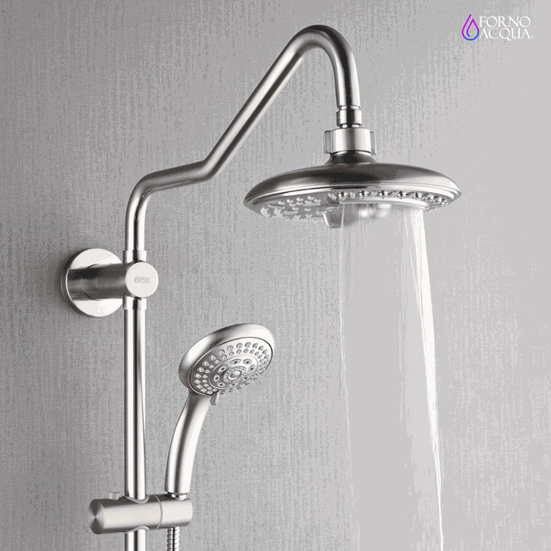 Forno Acqua Spa Retrofit 8-Inch Overhead Rainfall Shower with 1.8 GPM Flow Rate, Handheld, Body Jets, 6 Way Diverter in Brushed Nickel (SC32BN-C8)