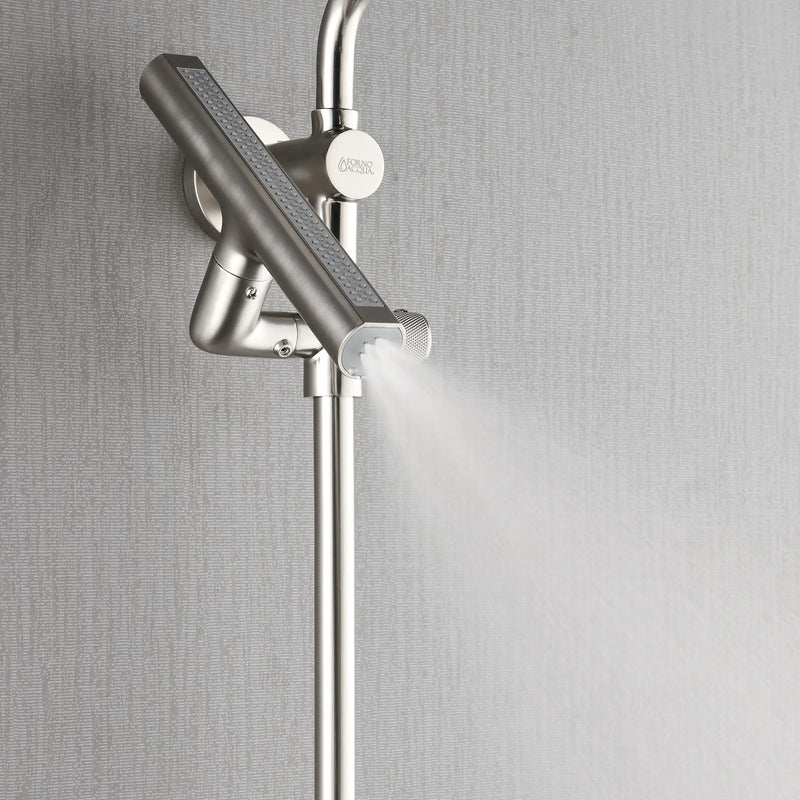 Forno Acqua Fall 9-Inch Overhead Rainfall Shower with 1.8 GPM Flow Rate, Handheld, Body Jets in Brushed Nickel Finish (SCW1BN-S8)