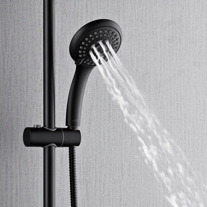 Forno Acqua Fall 8-Inch Overhead Rainfall Shower with 1.8 GPM Flow Rate, Handheld, 7 Way Diverter, Body Jets in Matte Black (SCW2BK-C8)