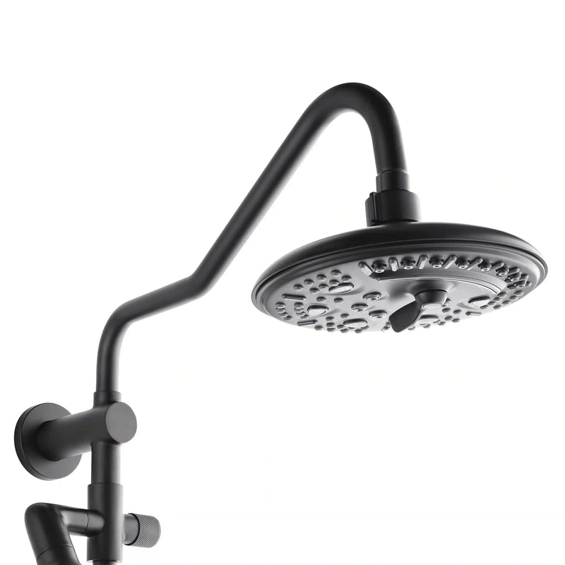 Forno Acqua Fall 8-Inch Overhead Rainfall Shower with 1.8 GPM Flow Rate, Handheld, 7 Way Diverter, Body Jets in Matte Black (SCW2BK-C8)