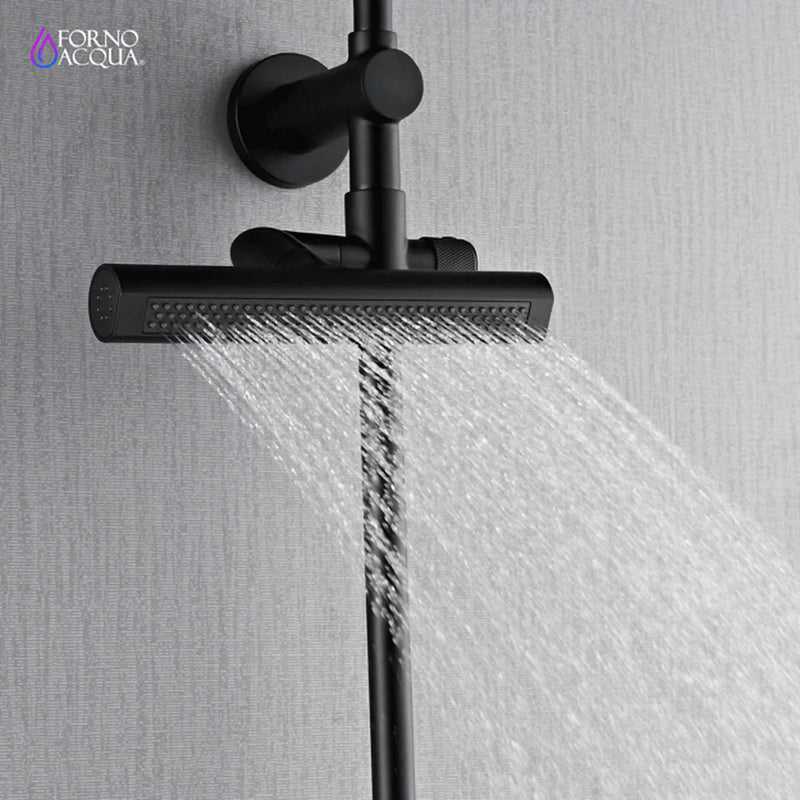 Forno Acqua Fall 8-Inch Overhead Rainfall Shower with 1.8 GPM Flow Rate, Handheld, 7 Way Diverter, Body Jets in Matte Black (SCW2BK-C8)