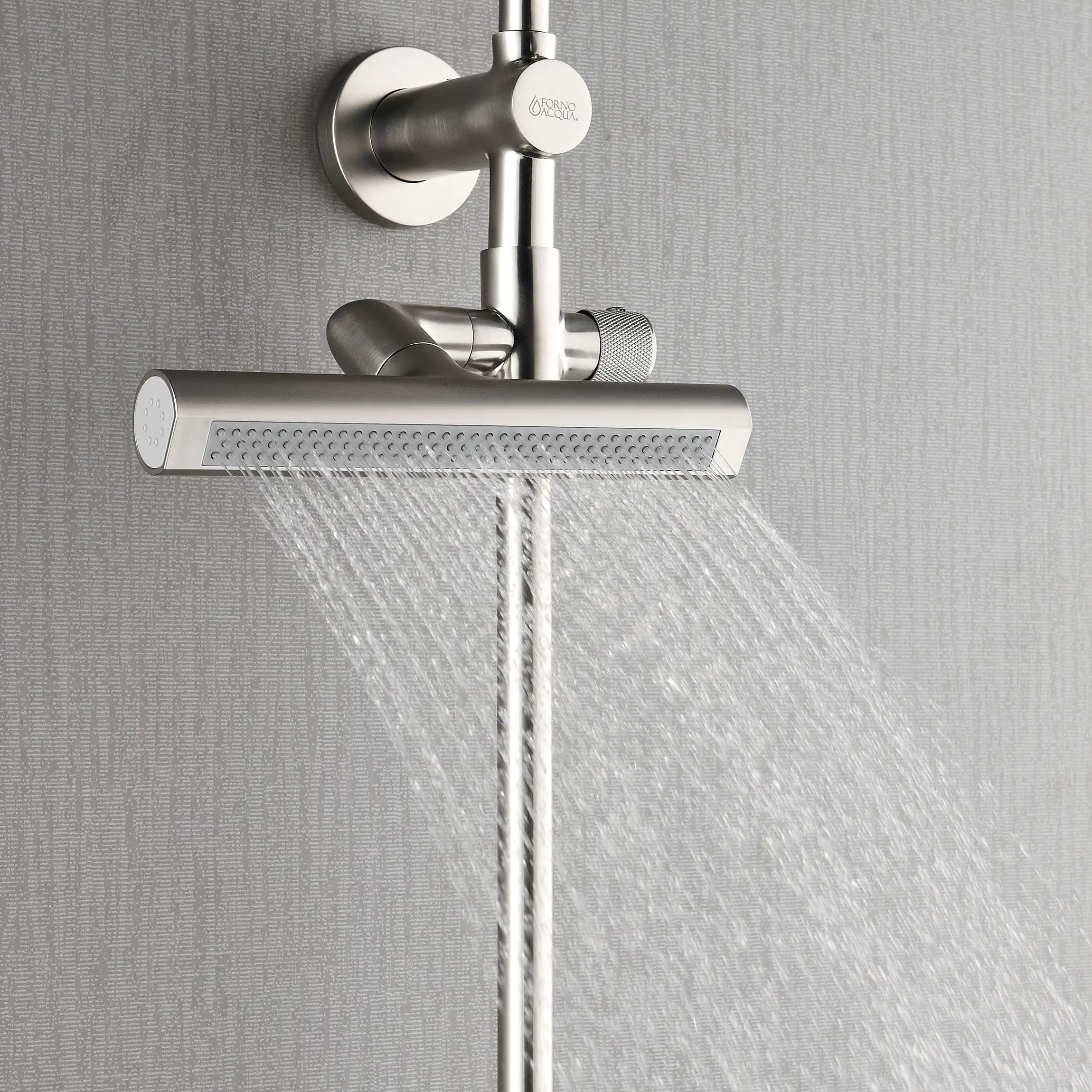 Brushed nickel shower jet bar with water spray