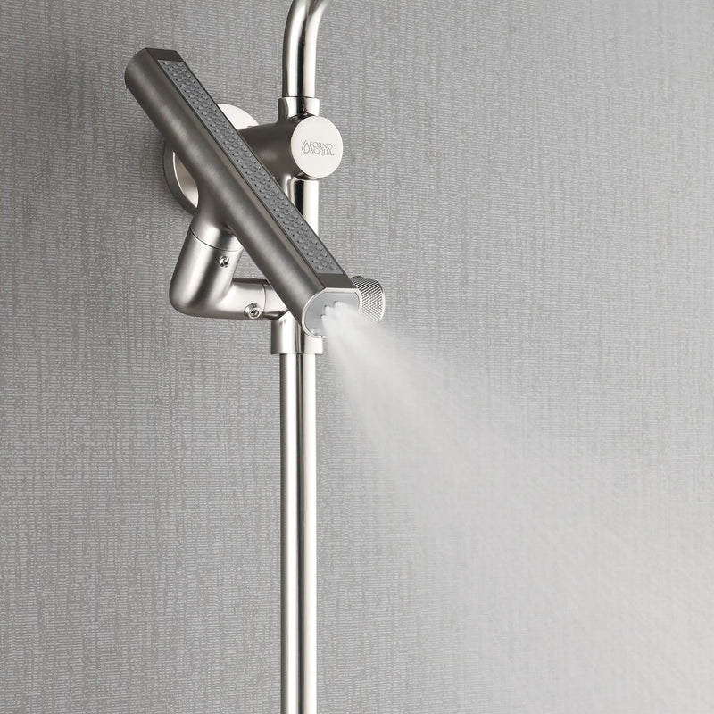 Forno Acqua Fall 8-Inch Overhed Rainfall Shower with 2.5 GPM Flow Rate, Handheld, 7 Way Diverter, Body Jets in Brushed Nickel (SCW2BN-C2)