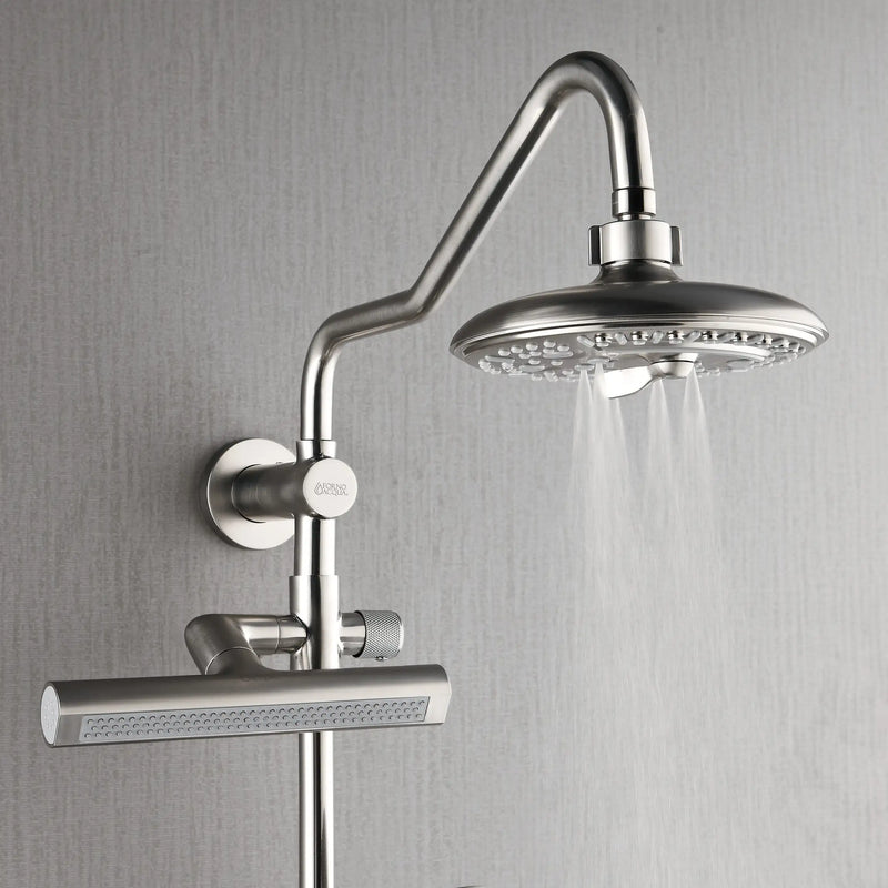 Forno Acqua Fall 8-Inch Overhed Rainfall Shower with 2.5 GPM Flow Rate, Handheld, 7 Way Diverter, Body Jets in Brushed Nickel (SCW2BN-C2)