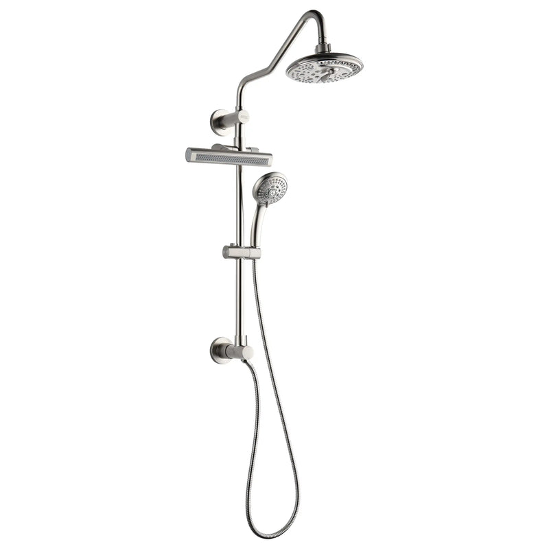 Forno Acqua Fall 8-Inch Overhed Rainfall Shower with 2.5 GPM Flow Rate, Handheld, 7 Way Diverter, Body Jets in Brushed Nickel (SCW2BN-C2)
