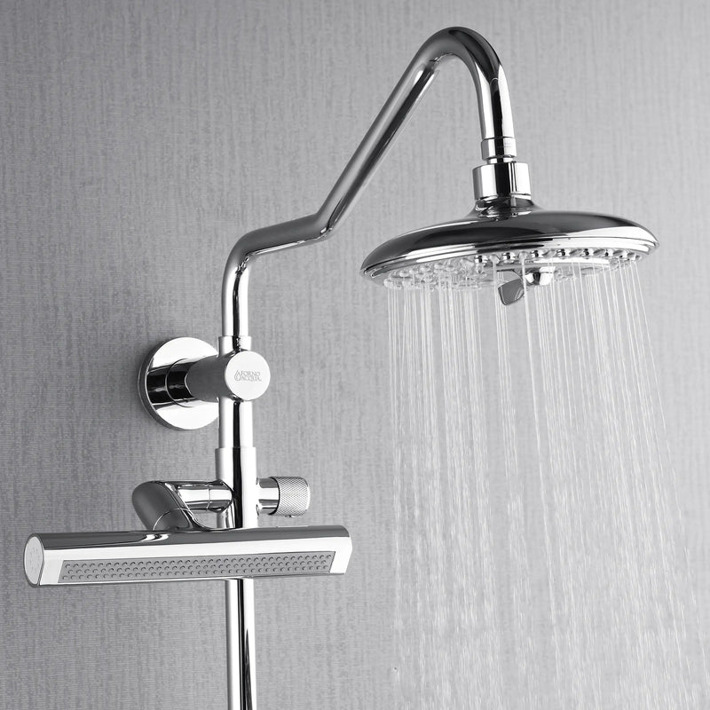 Forno AcquaFALL 8-Inch Overahead Rainfall Shower with 1.8 GPM Flow Rate, , 7 Way Diverter, Handheld Shower Head, Body Jets,  (SCW2CP-C8)