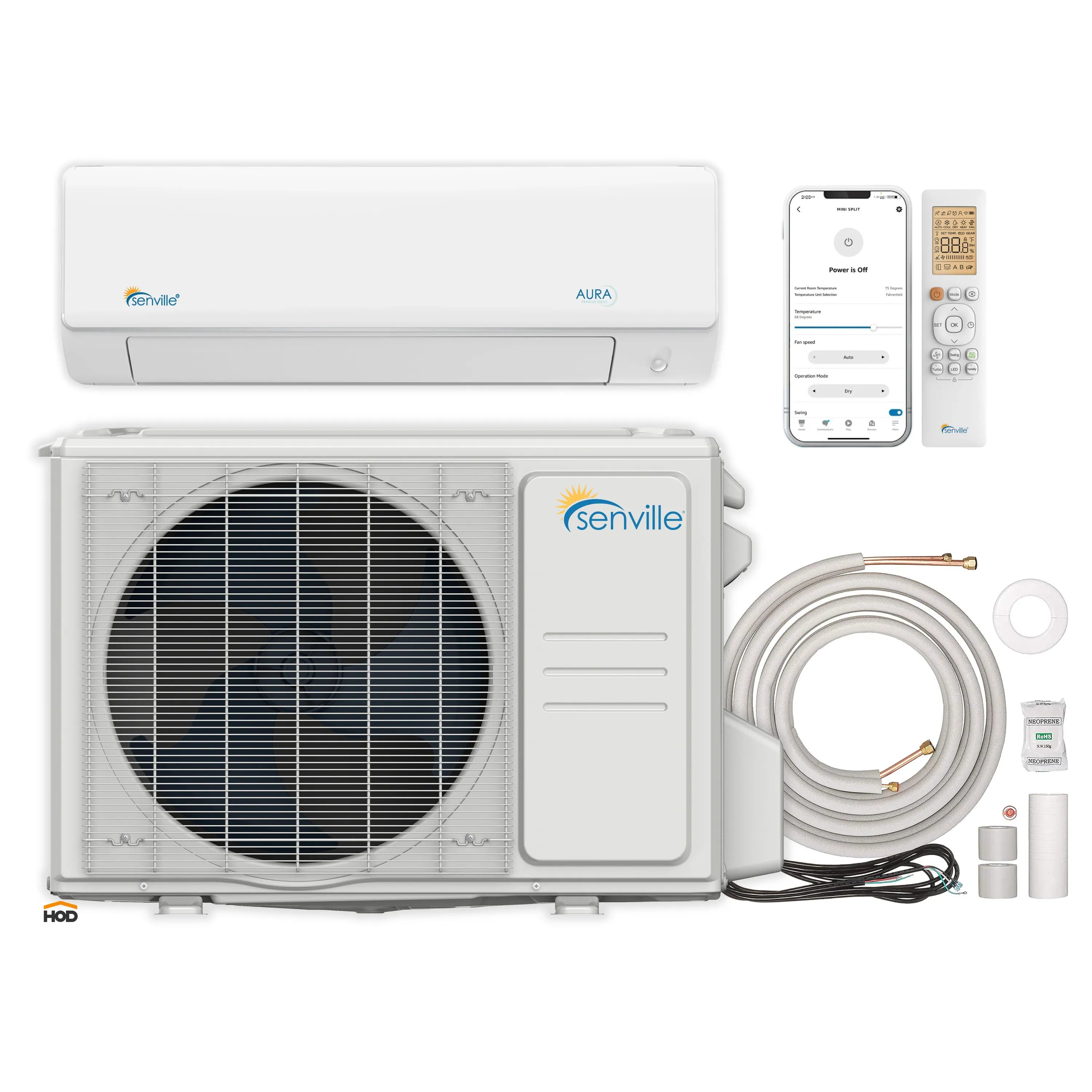 Senville mini split air conditioner wall unit with outdoor condenser and mounting accessories kit