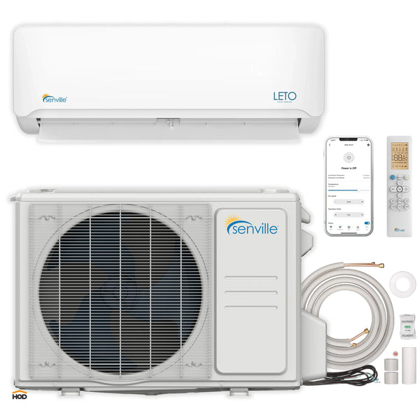 Senville LETO Series 9K BTU Mini Split with 21.2 SEER2, 230V Ductless Air Conditioner and Heat Pump Condenser with Wall Mount Air Handler (SENL-9CD/220)