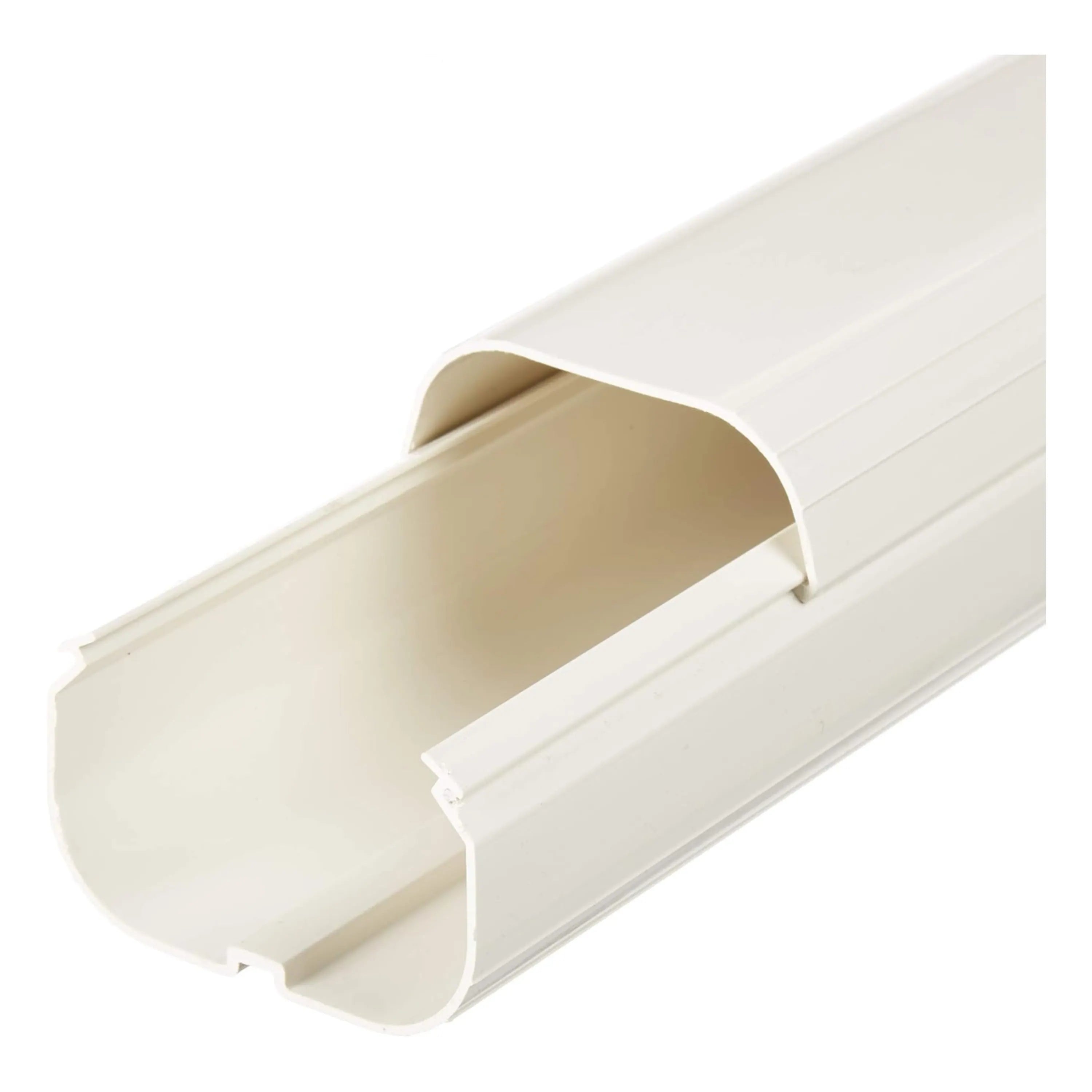 Mini split line set cover kit, close-up of white cover channel interior