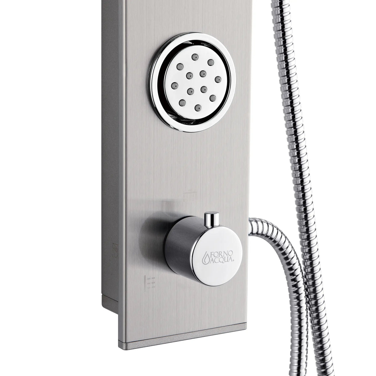 Stainless steel shower control knob and jet faceplate with flexible hose