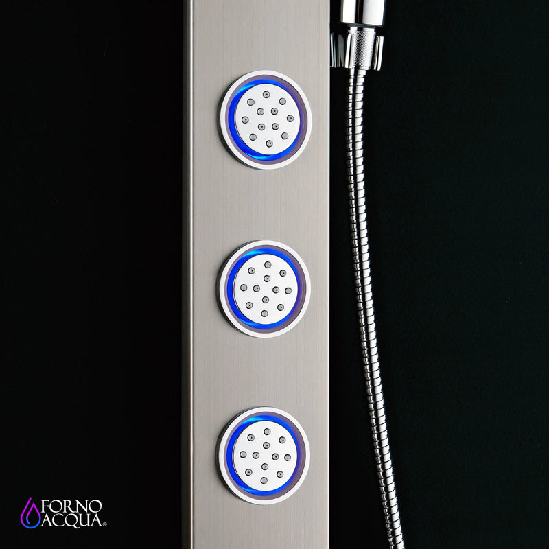 Forno Acqua Spa 9-Inch Overhead Rainfall Shower Panel with 2.5 GPM Flow Rate and SensoTemp, Handheld, Body Jets in Stainless Steel (SL31BC-L2)