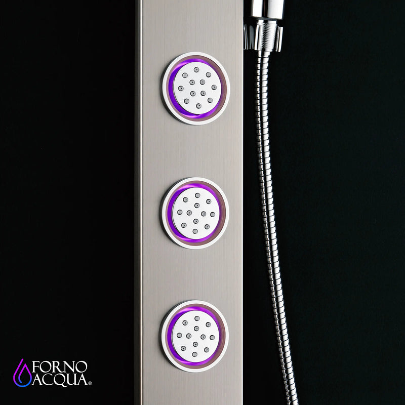 Forno Acqua Spa 9-Inch Overhead Rainfall Shower Panel with 2.5 GPM Flow Rate and SensoTemp, Handheld, Body Jets in Stainless Steel (SL31BC-L2)