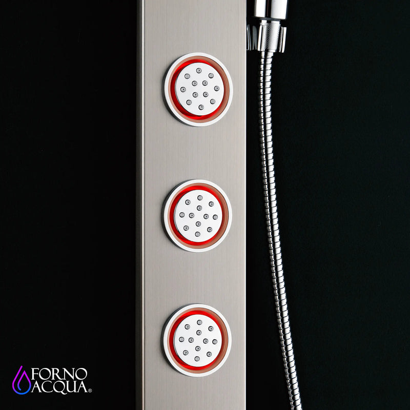 Forno Acqua Spa 9-Inch Overhead Rainfall Shower Panel with 2.5 GPM Flow Rate and SensoTemp, Handheld, Body Jets in Stainless Steel (SL31BC-L2)