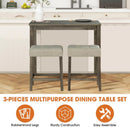 Parrot Uncle 1 Traditional Breakfast Dining Table Set with 2 Stools for Apartment (SL3400BR-PT-3PK-PU)