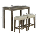 Parrot Uncle 1 Traditional Breakfast Dining Table Set with 2 Stools for Apartment (SL3400BR-PT-3PK-PU)