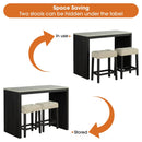 Parrot Uncle 48-Inch Modern Breakfast 1 Dining Table Set with 2 Stools for Apartment, Travertine Table Top (SL3402BK-PT-3PK-PU)