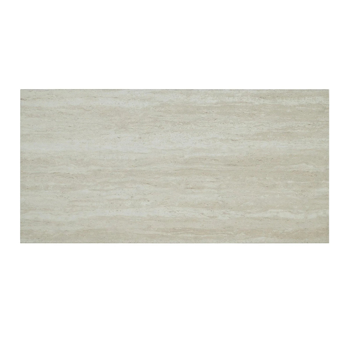 Travertine-look tabletop panel in light beige and gray tones