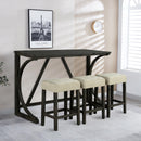 Parrot Uncle 59-Inch Rustic Dining&Bar Table Set with 3 Stools for Apartment, USB-A & USB-C Charging Ports (SL3403DG-PT-4PK-PU)