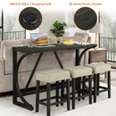 Parrot Uncle 59-Inch Rustic Dining&Bar Table Set with 3 Stools for Apartment, USB-A & USB-C Charging Ports (SL3403DG-PT-4PK-PU)