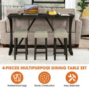 Parrot Uncle 59-Inch Rustic Dining&Bar Table Set with 3 Stools for Apartment, USB-A & USB-C Charging Ports (SL3403DG-PT-4PK-PU)