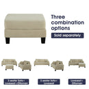 Parrot Uncle Beige 3 Piece Set Comfy Sofa Couch 3-Seater & Loveseat Sofa with Storage Ottoman with USB