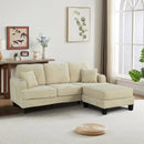 Parrot Uncle Beige 3 Piece Set Comfy Sofa Couch 3-Seater & Loveseat Sofa with Storage Ottoman with USB