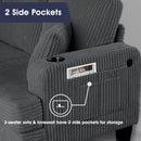 Parrot Uncle Dark Gray 3 Piece Set Comfy Sofa Couch 3-Seater & Loveseat Sofa with Storage Ottoman for Living Room with USB, Side Pockets, Pillows included