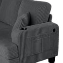 Parrot Uncle Dark Gray 3 Piece Set Comfy Sofa Couch 3-Seater & Loveseat Sofa with Storage Ottoman for Living Room with USB, Side Pockets, Pillows included