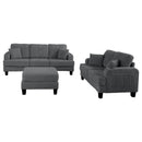 Parrot Uncle Dark Gray 3 Piece Set Comfy Sofa Couch 3-Seater & Loveseat Sofa with Storage Ottoman for Living Room with USB, Side Pockets, Pillows included