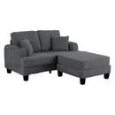 Parrot Uncle Dark Gray 3 Piece Set Comfy Sofa Couch 3-Seater & Loveseat Sofa with Storage Ottoman for Living Room with USB, Side Pockets, Pillows included